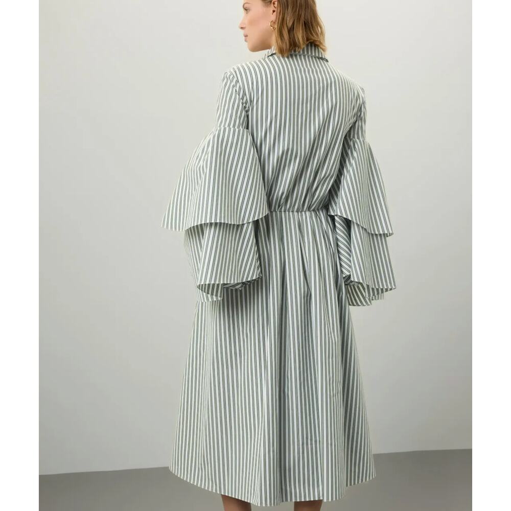 Rosie Assoulin Striped Midi Shirt Dress Size 12 Whimsical Artsy Designer $1300 - Picture 2 of 13